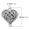 Bild von Zinklegierung Verbinder Herz Antiksilber Keltischer Knoten Muster 28mm x 24mm, 20 Stücke