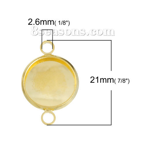 Immagine di Ottone Connettore Tondo Oro Placcato Basi per Cabochon (Addetti 12mm) 21mm x 14mm, 10 Pz