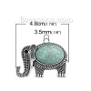 Immagine di Lega di Zinco Stile Bohemien Ciondoli Elefante Argento Antico Verde Blu (Addetti ss16 Strass) Turchese Imitato 48mm x 38mm , 2 Pz