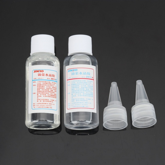 Picture of Crystal Clear Resin Epoxy AB Glue White For Making Resin Jewelry DIY (Approx A:30mL B:15mL) 11.5cm(4 4/8") x 3cm(1 1/8"), 1 Set