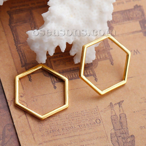 Picture of Zinc Based Alloy Connectors Findings Honeycomb Gold Plated Hollow 22mm x 20mm, 20 PCs