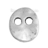Immagine di Lega di Zinco Metallo Bottone Ovale Argento Antico Due Fori 13mm x 11mm, 50 Pz