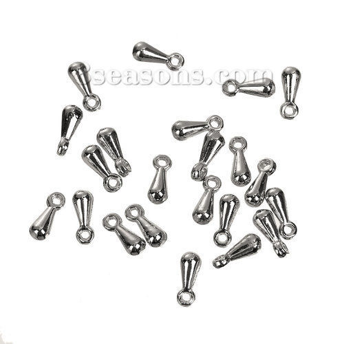 Picture of Zinc Based Alloy Charms Drop Silver Tone 7mm( 2/8") x 3mm( 1/8"), 300 PCs