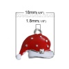 Immagine di Lega di Zinco Charms Cappelli di Natale Tono Argento Bianco & Rosso Smalto 18mm x 15mm , 5 Pz