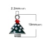 Bild von Zinklegierung Charms Weihnachten Mütze Silberfarbe Weiß & Rot Emaille 18mm x 15mm, 5 Stücke