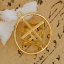 Picture of Brass Merkaba Meditation Pendants Round Gold Plated Hollow 40mm(1 5/8") x 35mm(1 3/8"), 1 Piece