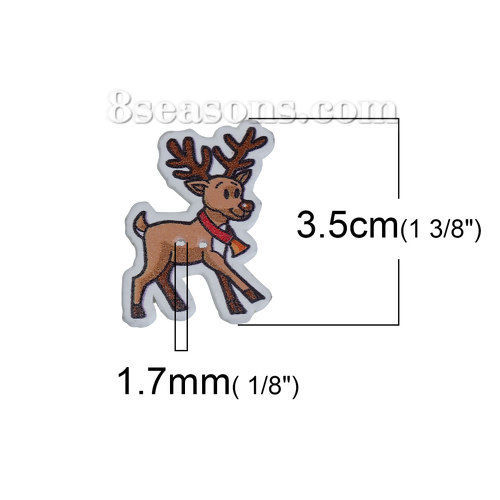 Immagine di Legno Bottone da Cucire Scrapbook Due Fori Renna di Natale Marrone 35mm x 27mm, 30 Pz