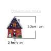 Immagine di Legno Bottone da Cucire Scrapbook Due Fori Natale Casa di Villaggio Multicolore Fantoccio di Neve Disegno 32mm x 24mm, 30 Pz
