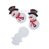 ウッド ボタン クリスマス雪だるま 白×赤 2つ穴 帽子柄 36mm x 18mm、 30 個 の画像