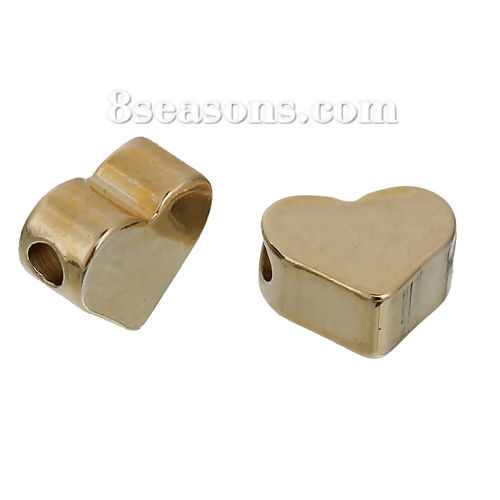 Picture of Brass Beads Heart Gold Plated About 7mm x 6mm, Hole: Approx 1.6mm, 5 PCs                                                                                                                                                                                      