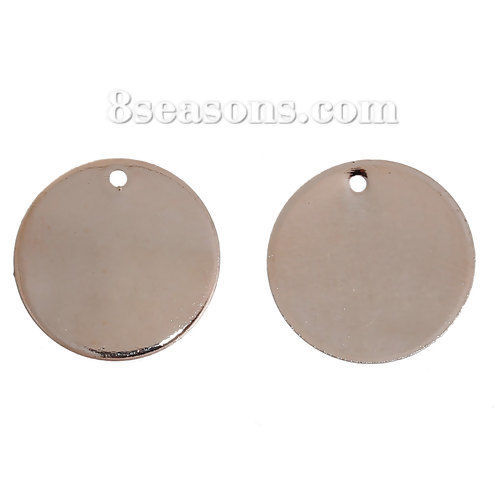 Picture of Brass Blank Stamping Tags Charms Round Rose Gold 15mm( 5/8") Dia, 10 PCs                                                                                                                                                                                      