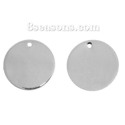 Picture of Brass Blank Stamping Tags Charms Round Silver Plated 15mm( 5/8") Dia, 10 PCs                                                                                                                                                                                  