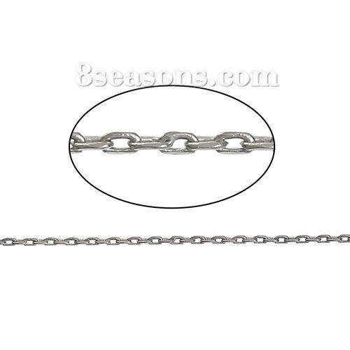 Picture of Brass Link Cable Chain Findings Silver Tone 1.5x1mm, 5 M