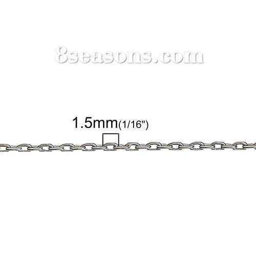 Picture of Brass Link Cable Chain Findings Silver Tone 1.5x1mm, 5 M