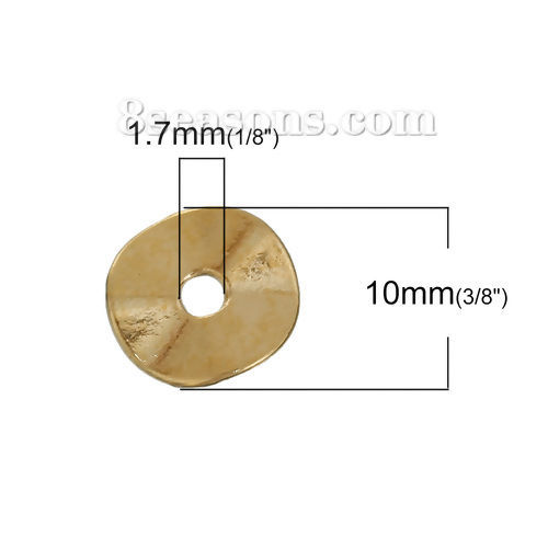 Immagine di Lega di Zinco Separatori Perline Onda Oro Placcato Circa 10mm x 9mm, Foro:Circa 1.7mm, 200 Pz