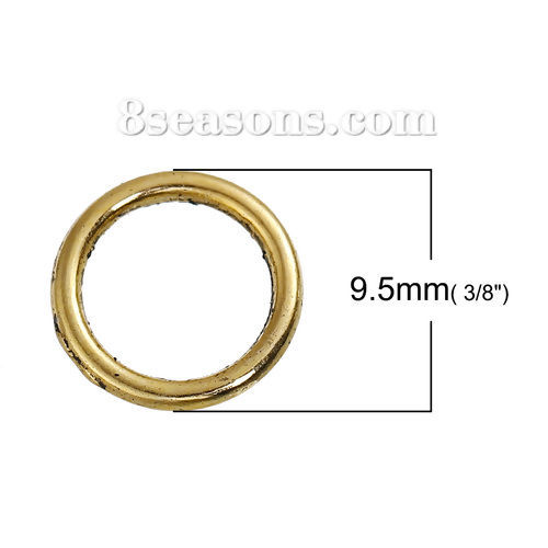 Immagine di 1.3mm Lega di Zinco Chiuso Stile Anello di Salto Tondo Oro Antico 9.5mm Dia, 200 Pz