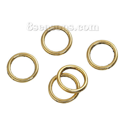 Immagine di 1.3mm Lega di Zinco Chiuso Stile Anello di Salto Tondo Oro Antico 9.5mm Dia, 200 Pz