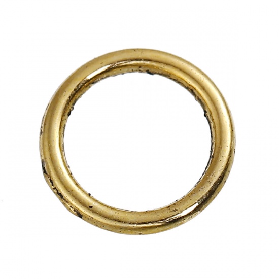 Immagine di 1.3mm Lega di Zinco Chiuso Stile Anello di Salto Tondo Oro Antico 9.5mm Dia, 200 Pz