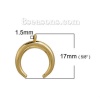 Imagen de Latón Bohemia Colgantes Charms Doble Cuerno Chapado en Oro Luna 17mm x 15mm, 2 Unidades