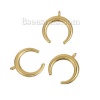 Imagen de Latón Bohemia Colgantes Charms Doble Cuerno Chapado en Oro Luna 17mm x 15mm, 2 Unidades