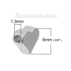 真鍮 ビーズ ハート シルバートーン 約 6mm x 5mm、 穴: 約 1.3mm、 5 個 の画像
