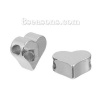 真鍮 ビーズ ハート シルバートーン 約 6mm x 5mm、 穴: 約 1.3mm、 5 個 の画像