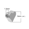 真鍮 ビーズ ハート シルバートーン 約 6mm x 5mm、 穴: 約 1.3mm、 5 個 の画像