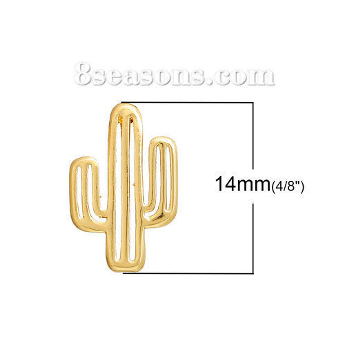 Picture of Brass Charms Cactus Gold Plated 14mm( 4/8") x 9mm( 3/8"), 3 PCs