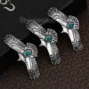 Picture of Brass 3D Connectors Findings Eagle Antique Silver Color Green Imitation Turquoise 56mm(2 2/8") x 25mm(1"), 1 Piece                                                                                                                                            