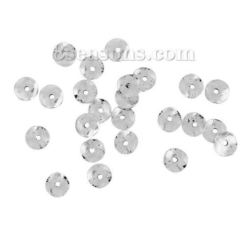 Picture of Zinc Based Alloy Wavy Spacer Beads Antique Silver Color About 8mm Dia, Hole: Approx 1.5mm, 50 PCs