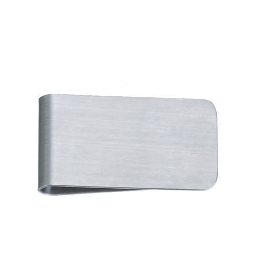 Picture of 304 Stainless Steel Money Clip Rectangle Silver Tone Blank Stamping Tags 50mm(2") x 26mm(1"), 1 Piece