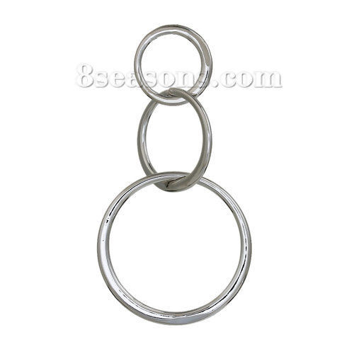 Picture of 1.5mm Brass Closed Soldered Jump Rings Findings Circle Ring Silver Tone 53mm x 27mm, 1 Piece
