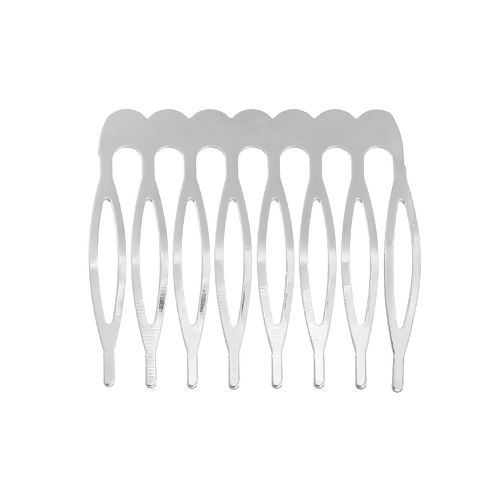 Picture of Iron Based Alloy Hair Clips Findings Comb Silver Tone 43mm x 39mm, 20 PCs