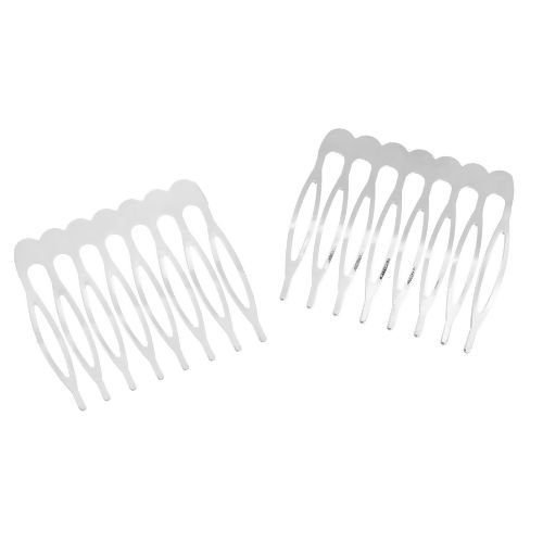 Picture of Iron Based Alloy Hair Clips Findings Comb Silver Tone 43mm x 39mm, 20 PCs