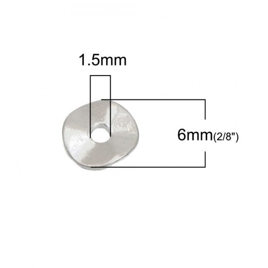 Immagine di Lega di Zinco Separatori Perline Onda Ossido di Rame Tondo Scolpisce Circa 6mm Dia, Foro:Circa 1.5mm, 50 Pz
