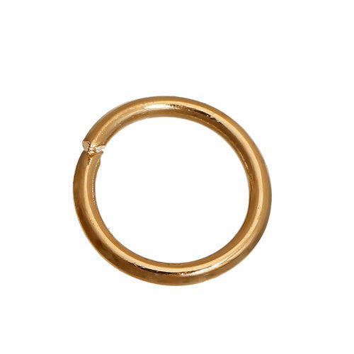Picture of 0.7mm Zinc Based Alloy Open Jump Rings Findings Round 14K Real Gold Plated 6mm Dia., 100 PCs
