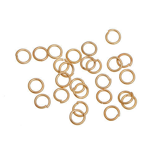 Picture of 100 PCs 0.7mm Zinc Based Alloy Open Jump Rings Findings Round 14K Real Gold Plated 6mm Dia.