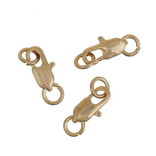 Immagine di Lega di Zinco Fibbia Aragosta Colore Oro 14K 19mm x 6mm, 5 Pz