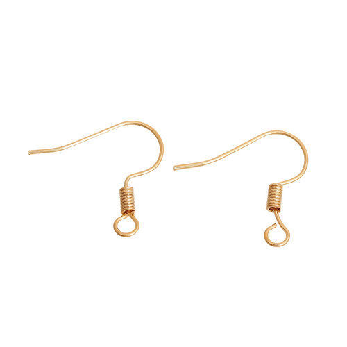 Picture of Zinc Based Alloy Ear Wire Hooks Earrings For DIY Jewelry Making Accessories 14K Gold Color 17mm x 15mm, 20 PCs