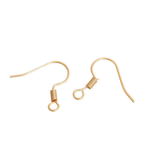 Picture of Zinc Based Alloy Ear Wire Hooks Earrings For DIY Jewelry Making Accessories 14K Gold Color 17mm x 15mm, 20 PCs