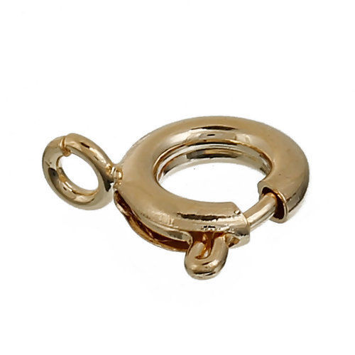 Picture of Zinc Based Alloy Bolt Spring Ring Clasps Round 14K Gold Color 10mm x 9mm, 10 PCs