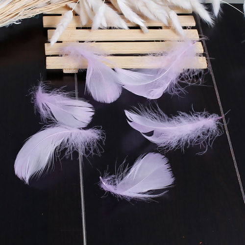 Picture of Natural Dyed Goose Feather For DIY & Craft Mauve 10cm x3cm(3 7/8" x1 1/8") - 3cm x1cm(1 1/8" x 3/8"), 100 PCs