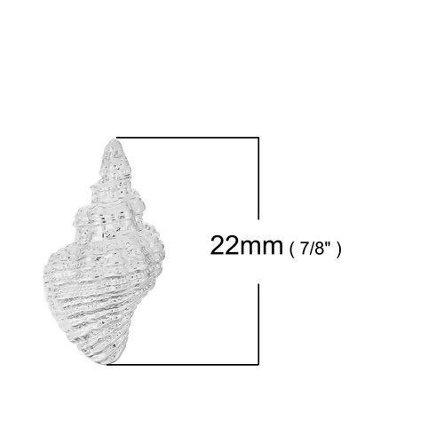 Imagen de Latón Colgantes Charms Caracola Argentado 22mm x 13mm, 2 Unidades