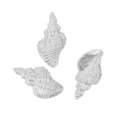 Imagen de Latón Colgantes Charms Caracola Argentado 22mm x 13mm, 2 Unidades