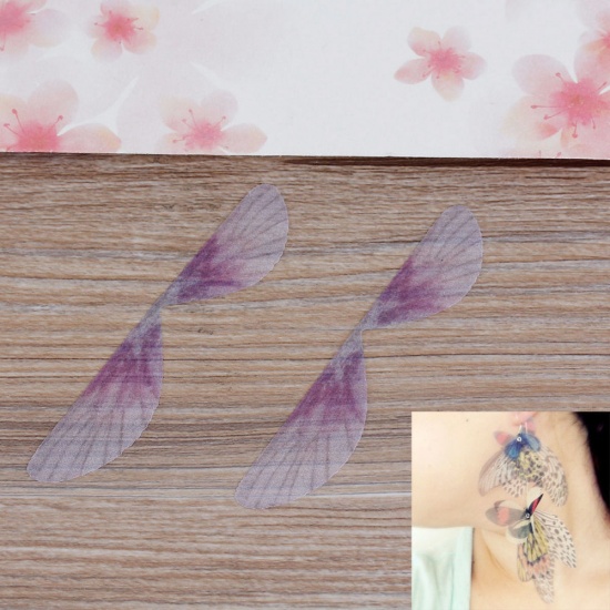 Picture of Organza For DIY & Craft Purple Ethereal Butterfly Wing 80mm(3 1/8") x 15mm( 5/8"), 4 PCs
