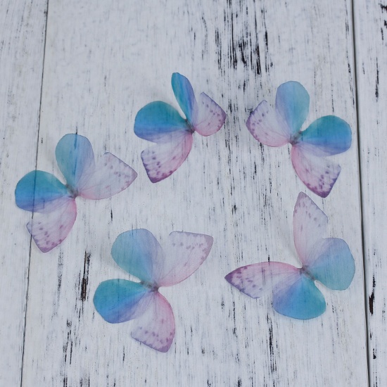 Picture of Organza For DIY & Craft Blue & Purple Ethereal Butterfly 50mm(2") x 35mm(1 3/8"), 5 PCs