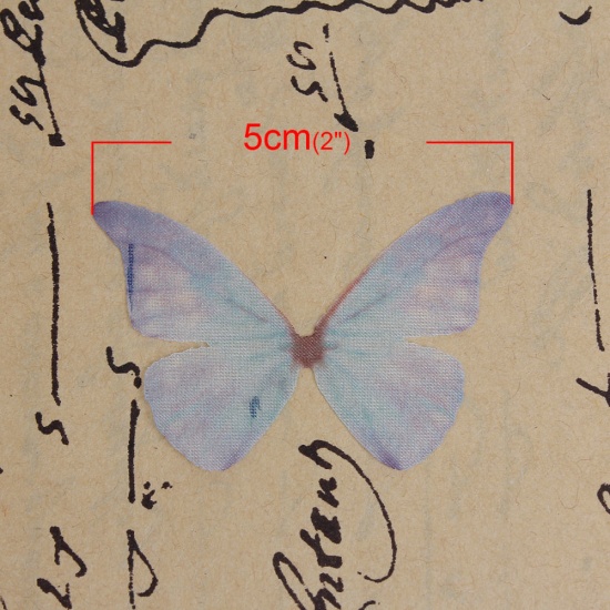 Picture of Organza For DIY & Craft Blue & Purple Ethereal Butterfly 50mm(2") x 35mm(1 3/8"), 5 PCs