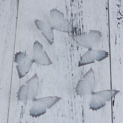 Immagine di Organza Fai Da Te Nero & Bianco Eterea Farfalla 4.8cm x4.4cm, 5 Pz
