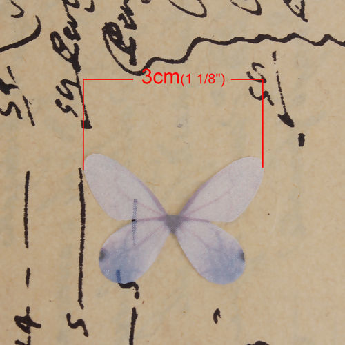 Picture of Organza For DIY & Craft Blue Violet Ethereal Butterfly 30mm(1 1/8") x 22mm( 7/8"), 5 PCs