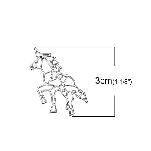 Immagine di Lega di Zinco Origami Ciondoli Cavallo Argento Placcato Filigrana 30x30mm, 5 Pz